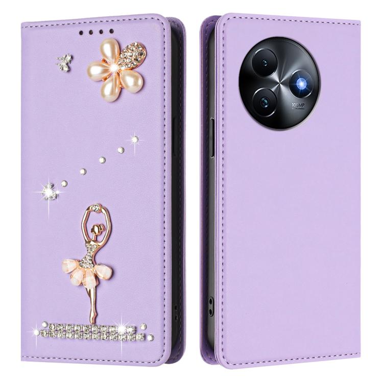 For itel S24 Ballet Girl Diamond Studded RFID Vegan Leather Phone Case