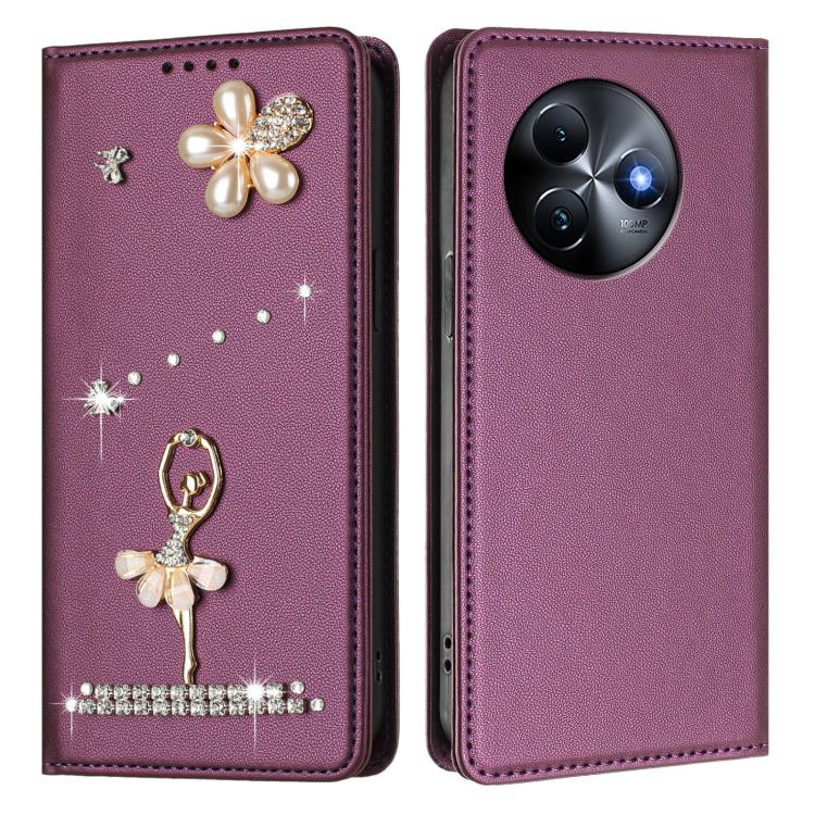 For itel S24 Ballet Girl Diamond Studded RFID Vegan Leather Phone Case