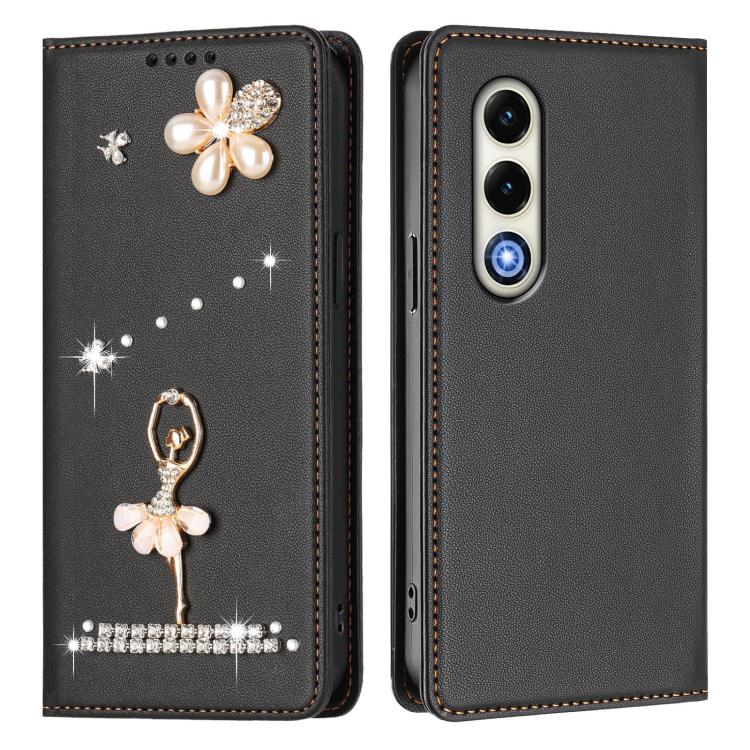 For itel S25 Ballet Girl Diamond Studded RFID Vegan Leather Phone Case