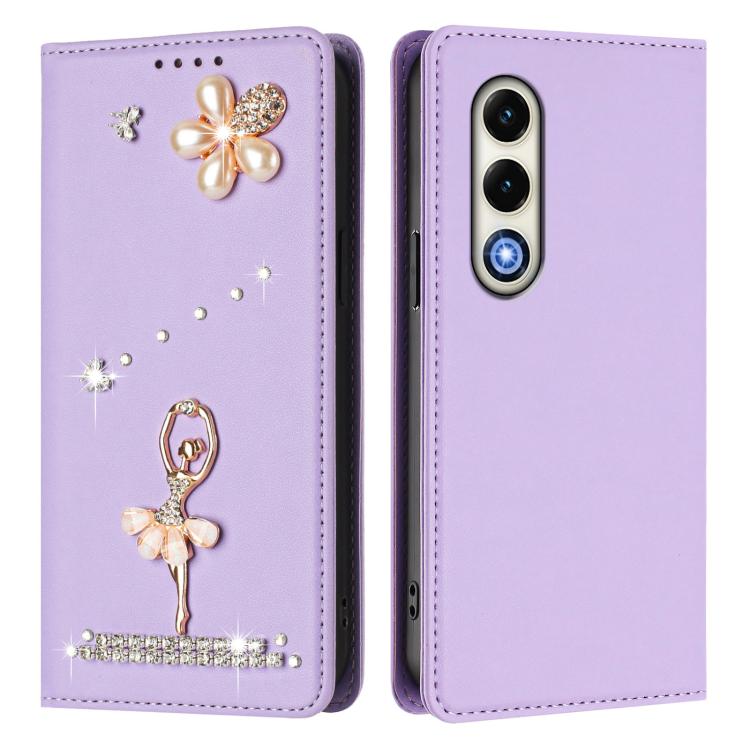 For itel S25 Ballet Girl Diamond Studded RFID Vegan Leather Phone Case