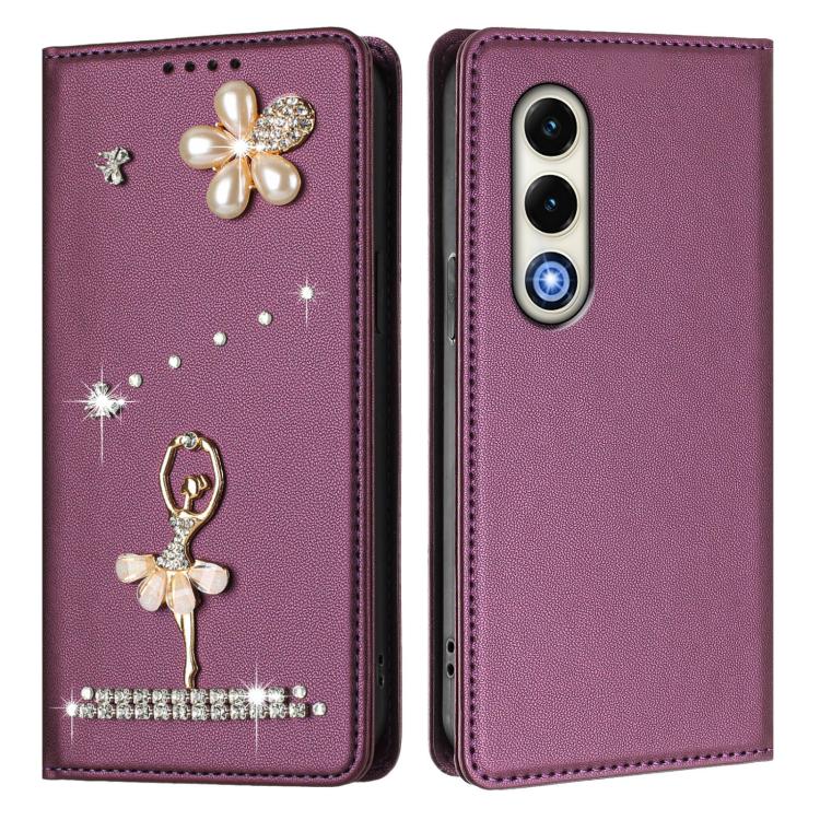 For itel S25 Ballet Girl Diamond Studded RFID Vegan Leather Phone Case