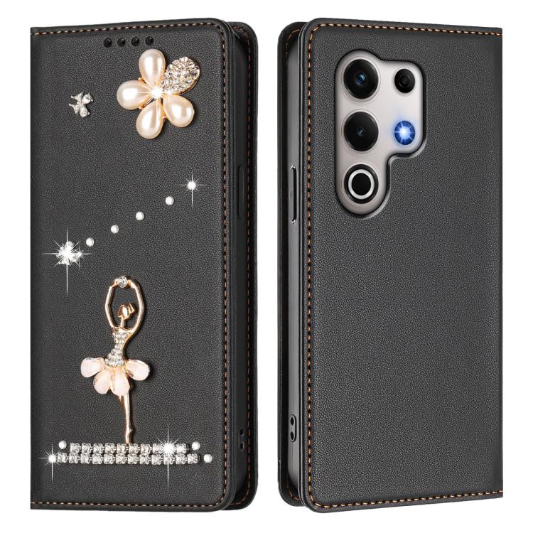 For itel S25 Ultra Ballet Girl Diamond Studded RFID Vegan Leather Phone Case