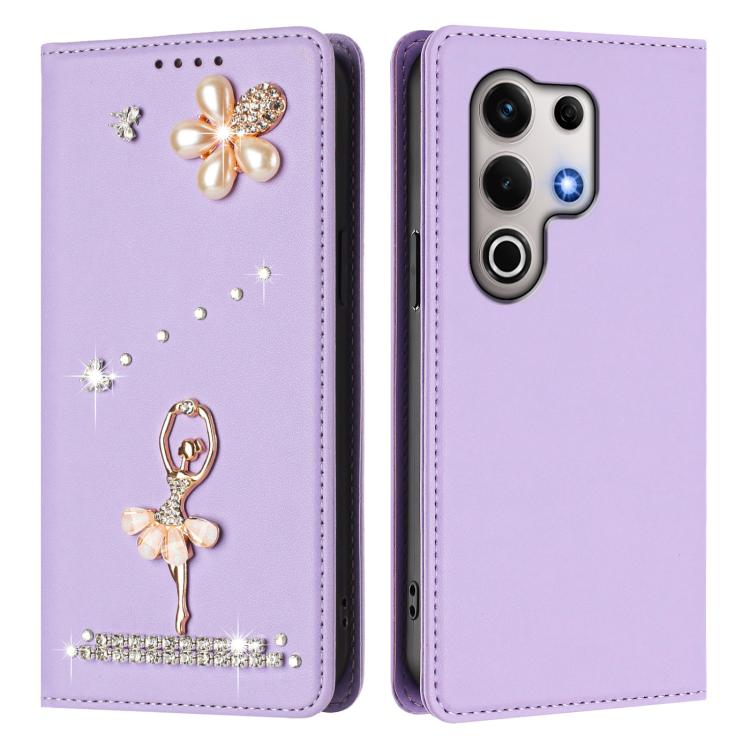 For itel S25 Ultra Ballet Girl Diamond Studded RFID Vegan Leather Phone Case