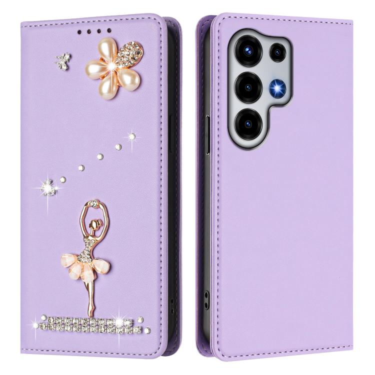 For itel Super 26 Ultra Ballet Girl Diamond Studded RFID Vegan Leather Phone Case