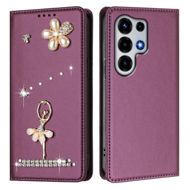 For itel Super 26 Ultra Ballet Girl Diamond Studded RFID Vegan Leather Phone Case