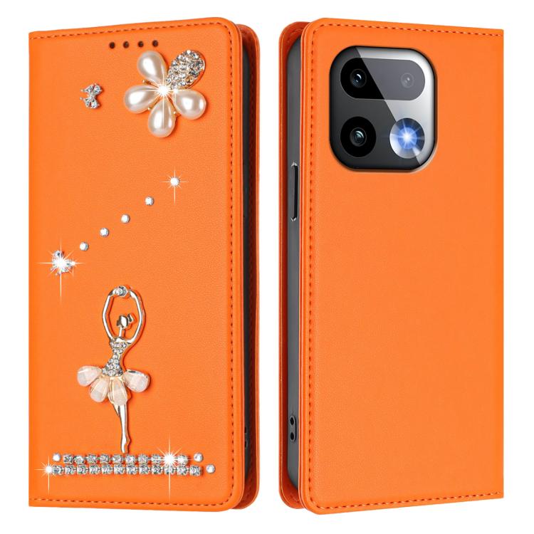 For Realme 16 Pro+ 5G Global Ballet Girl Diamond Studded RFID Vegan Leather Phone Case