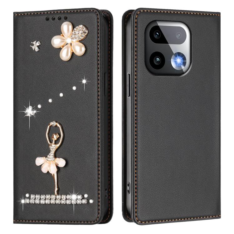 For Realme 16 Pro+ 5G Global Ballet Girl Diamond Studded RFID Vegan Leather Phone Case