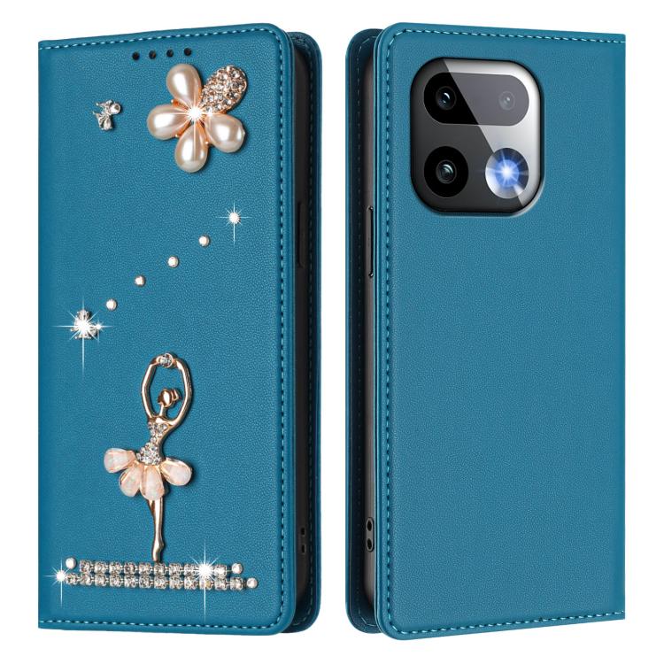For Realme 16 Pro+ 5G Global Ballet Girl Diamond Studded RFID Vegan Leather Phone Case
