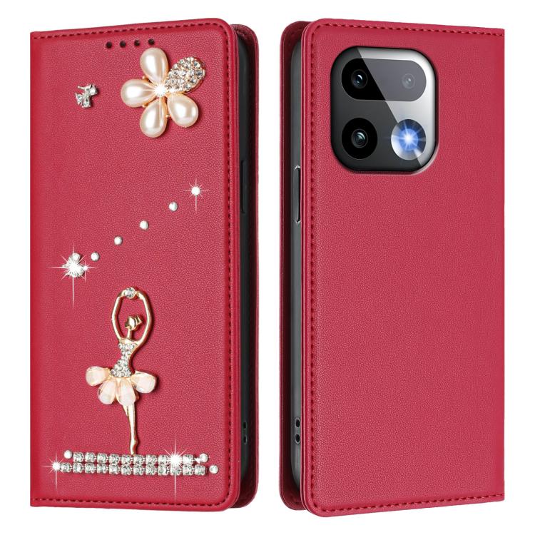 For Realme 16 Pro+ 5G Global Ballet Girl Diamond Studded RFID Vegan Leather Phone Case
