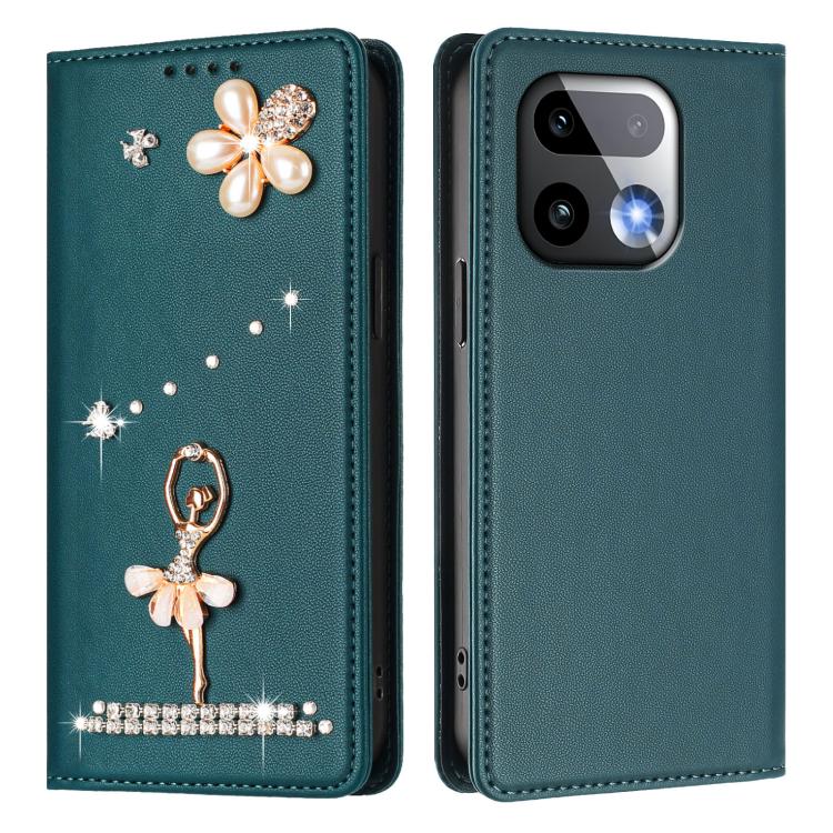 For Realme 16 Pro+ 5G Global Ballet Girl Diamond Studded RFID Vegan Leather Phone Case