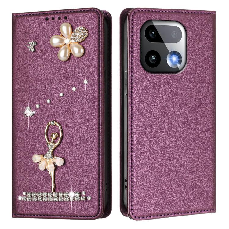 For Realme 16 Pro+ 5G Global Ballet Girl Diamond Studded RFID Vegan Leather Phone Case