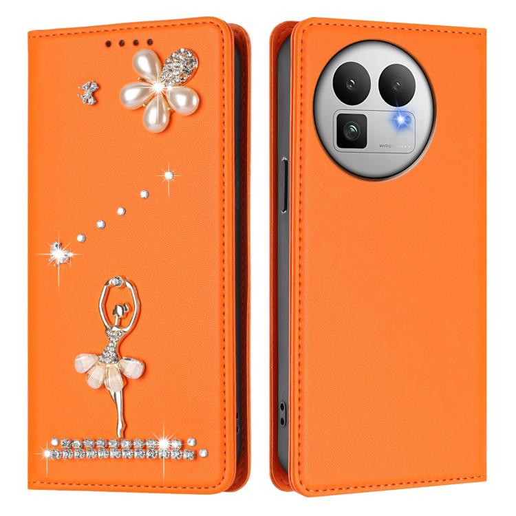 For Realme GT 8 Pro Global Ballet Girl Diamond Studded RFID Vegan Leather Phone Case