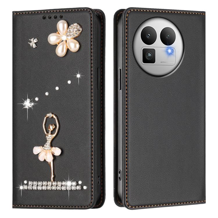 For Realme GT 8 Pro Global Ballet Girl Diamond Studded RFID Vegan Leather Phone Case