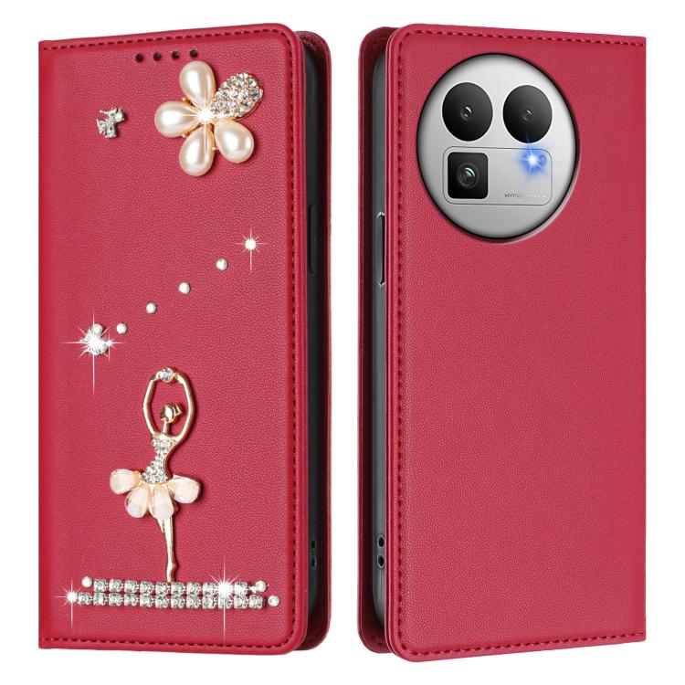 For Realme GT 8 Pro Global Ballet Girl Diamond Studded RFID Vegan Leather Phone Case