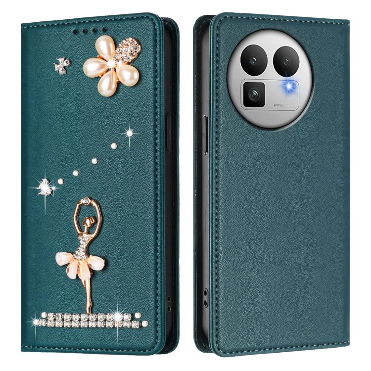 For Realme GT 8 Pro Global Ballet Girl Diamond Studded RFID Vegan Leather Phone Case