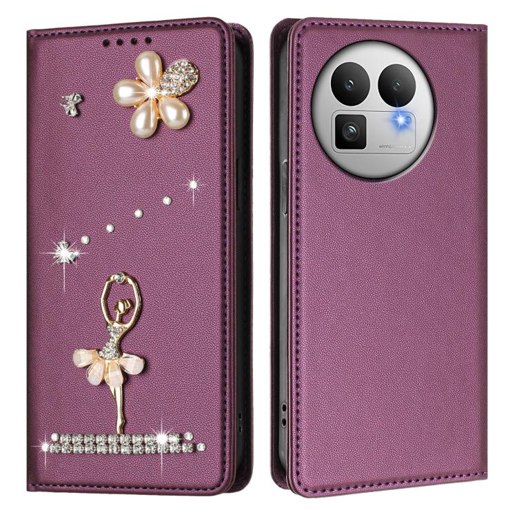 For Realme GT 8 Pro Global Ballet Girl Diamond Studded RFID Vegan Leather Phone Case