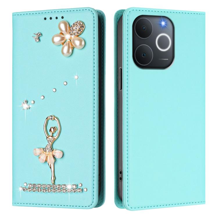 For Realme C71 4G India / Note 70 4G Ballet Girl Diamond Studded RFID Vegan Leather Phone Case