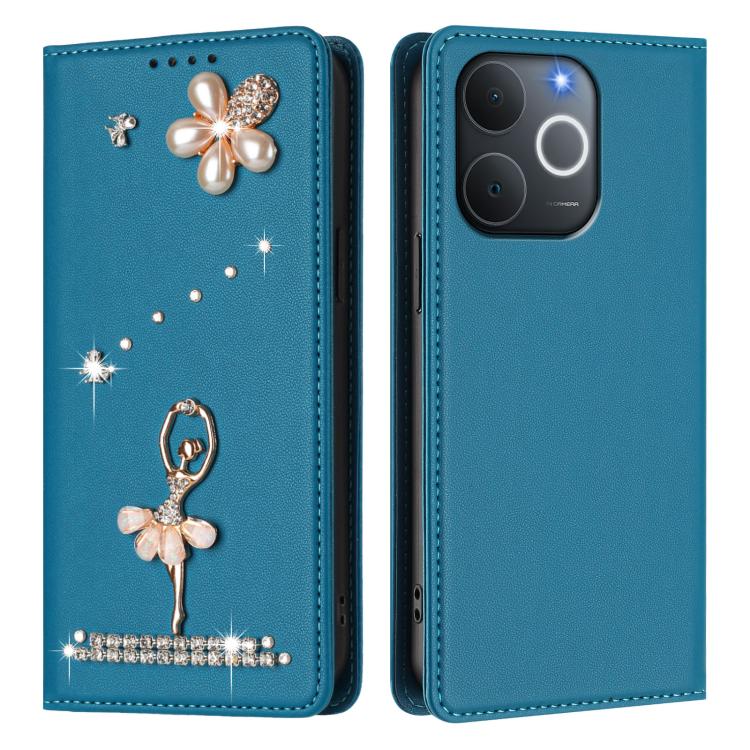 For Realme C71 4G India / Note 70 4G Ballet Girl Diamond Studded RFID Vegan Leather Phone Case