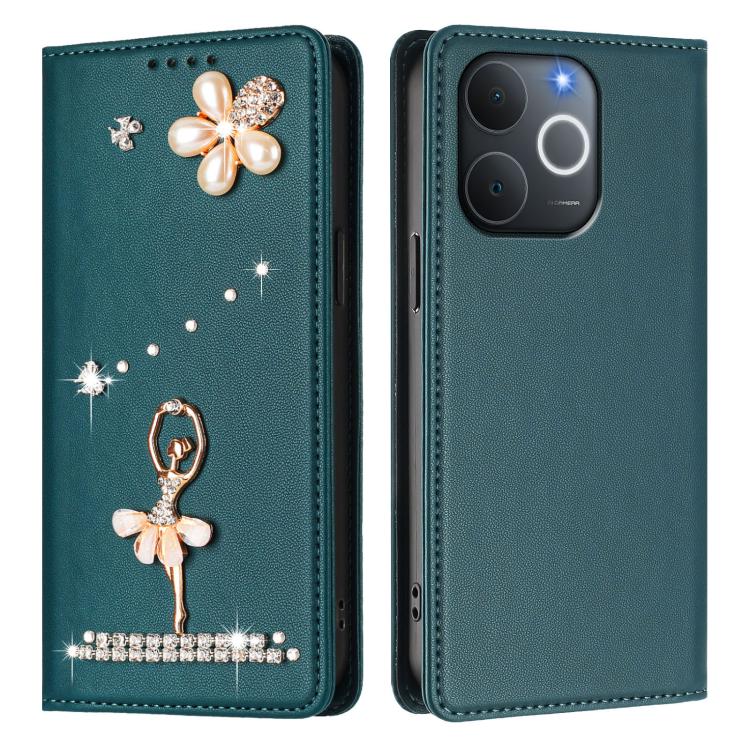 For Realme C71 4G India / Note 70 4G Ballet Girl Diamond Studded RFID Vegan Leather Phone Case