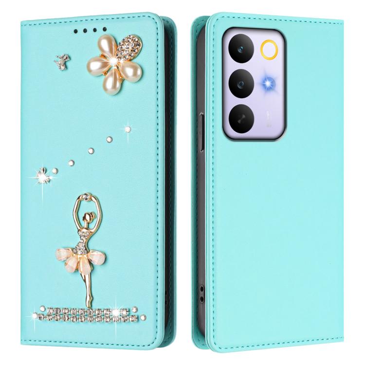 For Realme C85 / 15x Ballet Girl Diamond Studded RFID Vegan Leather Phone Case