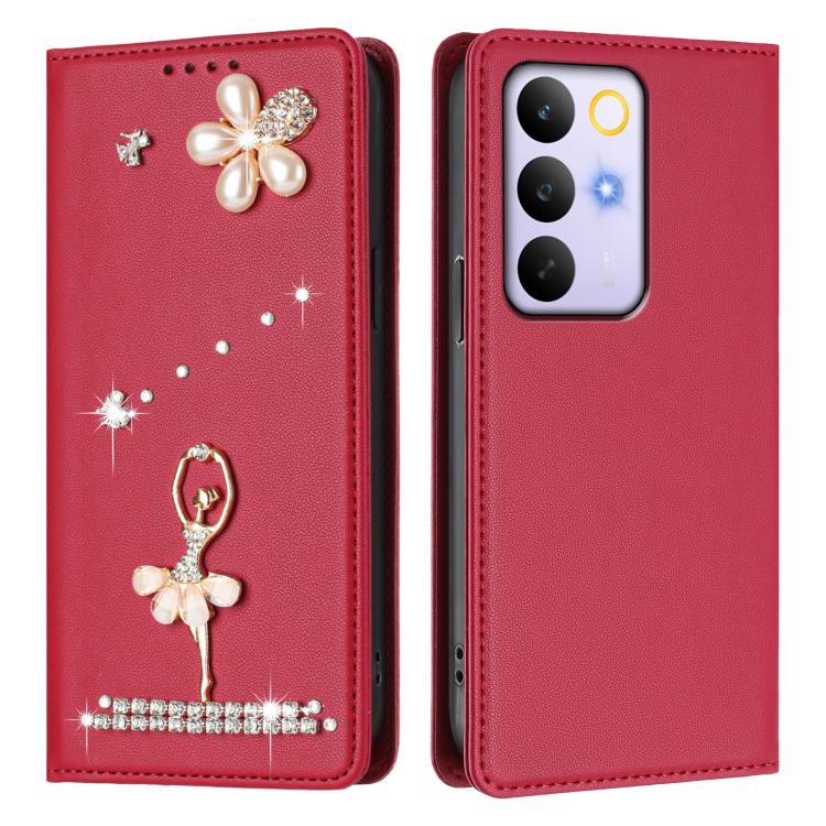 For Realme C85 / 15x Ballet Girl Diamond Studded RFID Vegan Leather Phone Case