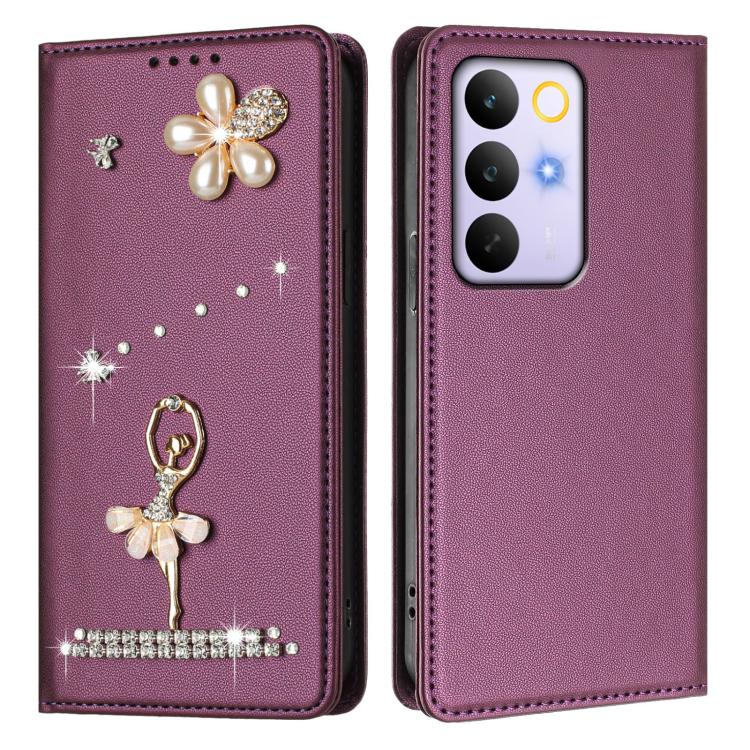 For Realme C85 / 15x Ballet Girl Diamond Studded RFID Vegan Leather Phone Case