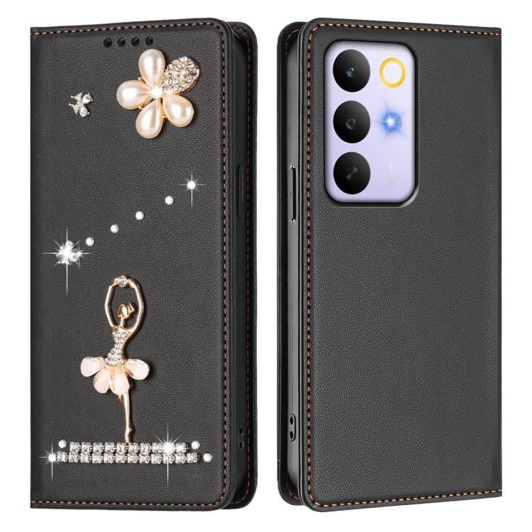 For Realme C85 Pro 4G Ballet Girl Diamond Studded RFID Vegan Leather Phone Case