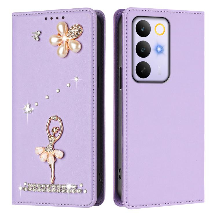 For Realme C85 Pro 4G Ballet Girl Diamond Studded RFID Vegan Leather Phone Case