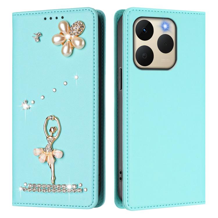 For Realme 15T 5G Global Ballet Girl Diamond Studded RFID Vegan Leather Phone Case