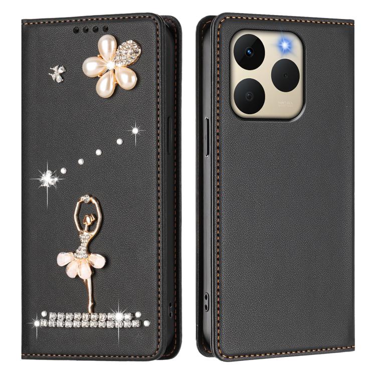 For Realme 15T 5G Global Ballet Girl Diamond Studded RFID Vegan Leather Phone Case