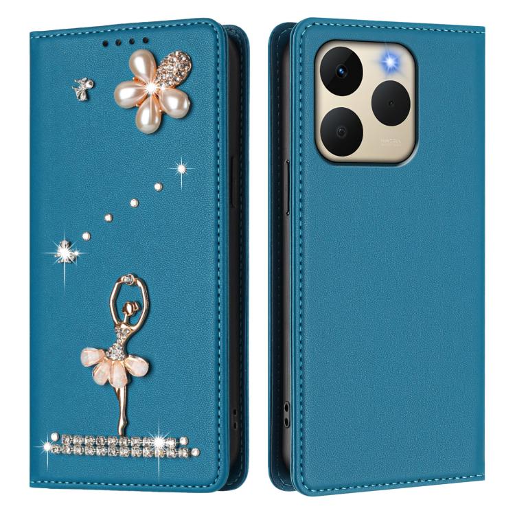 For Realme 15T 5G Global Ballet Girl Diamond Studded RFID Vegan Leather Phone Case