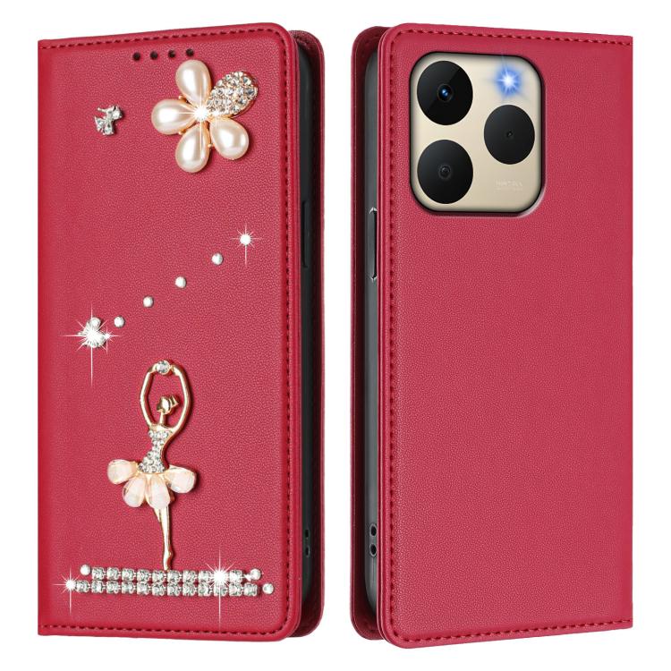 For Realme 15T 5G Global Ballet Girl Diamond Studded RFID Vegan Leather Phone Case