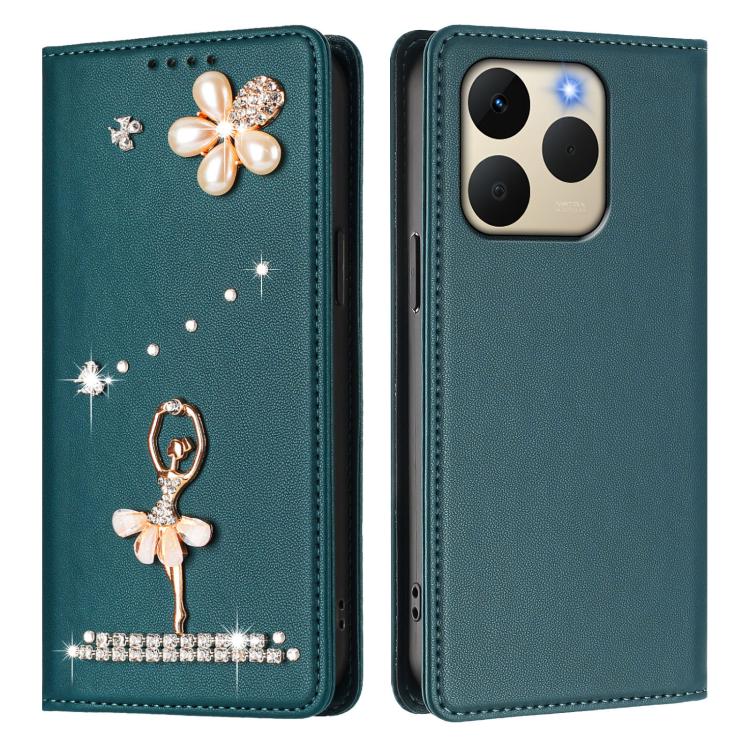 For Realme 15T 5G Global Ballet Girl Diamond Studded RFID Vegan Leather Phone Case