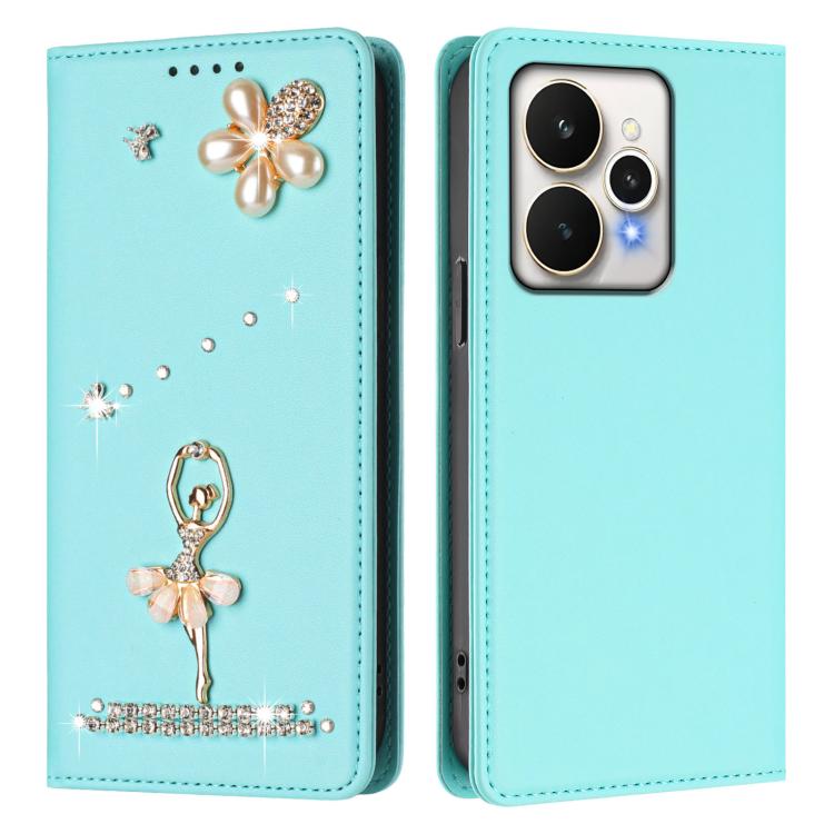 For Realme 15 5G Global Ballet Girl Diamond Studded RFID Vegan Leather Phone Case