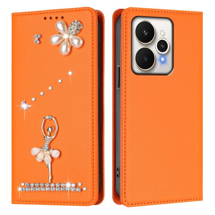 For Realme 15 5G Global Ballet Girl Diamond Studded RFID Vegan Leather Phone Case