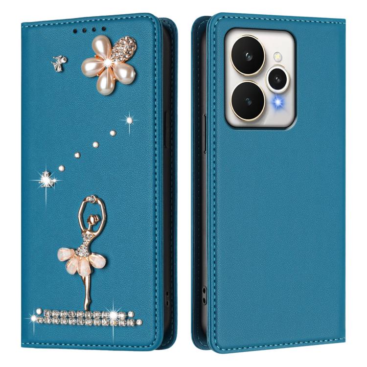 For Realme 15 5G Global Ballet Girl Diamond Studded RFID Vegan Leather Phone Case