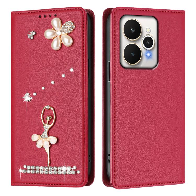 For Realme 15 5G Global Ballet Girl Diamond Studded RFID Vegan Leather Phone Case