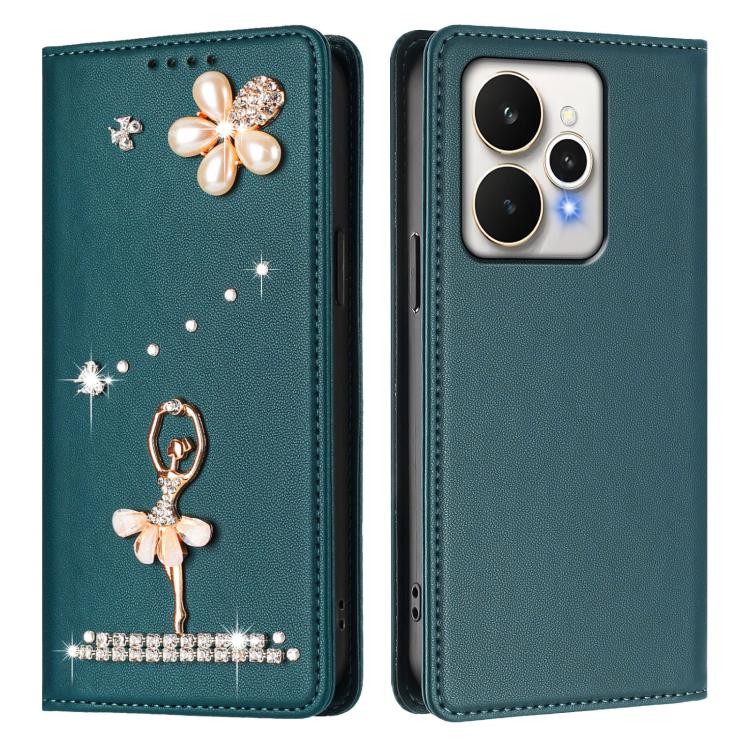 For Realme 15 5G Global Ballet Girl Diamond Studded RFID Vegan Leather Phone Case
