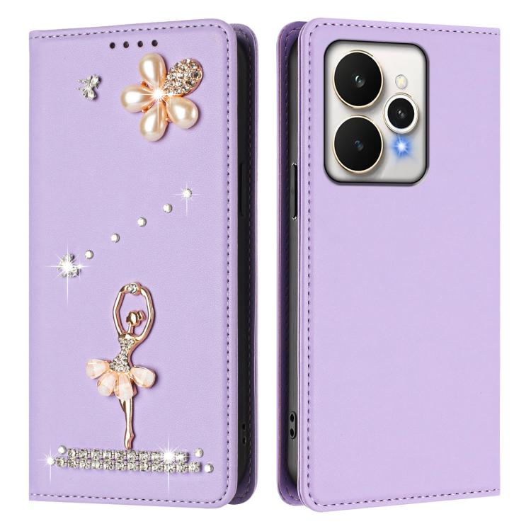 For Realme 15 5G Global Ballet Girl Diamond Studded RFID Vegan Leather Phone Case