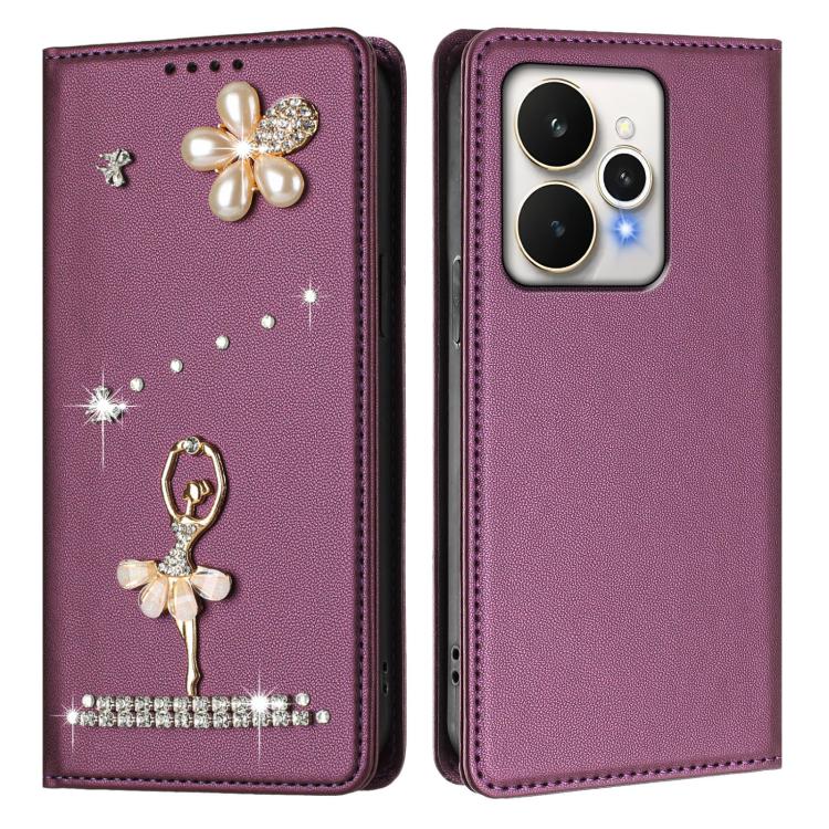 For Realme 15 5G Global Ballet Girl Diamond Studded RFID Vegan Leather Phone Case