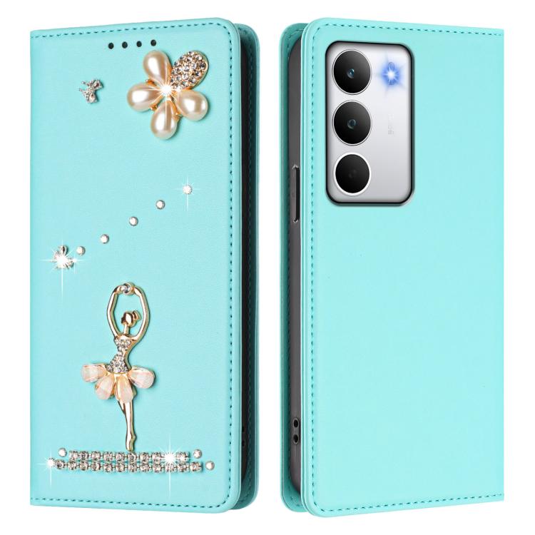 For Realme C71 4G Global Ballet Girl Diamond Studded RFID Vegan Leather Phone Case
