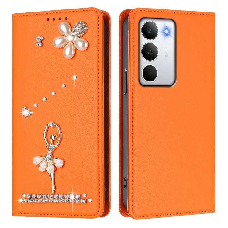 For Realme C71 4G Global Ballet Girl Diamond Studded RFID Vegan Leather Phone Case