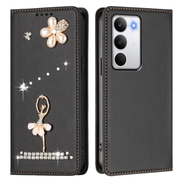 For Realme C71 4G Global Ballet Girl Diamond Studded RFID Vegan Leather Phone Case