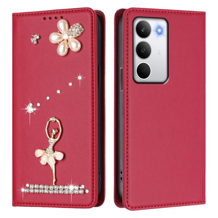 For Realme C71 4G Global Ballet Girl Diamond Studded RFID Vegan Leather Phone Case