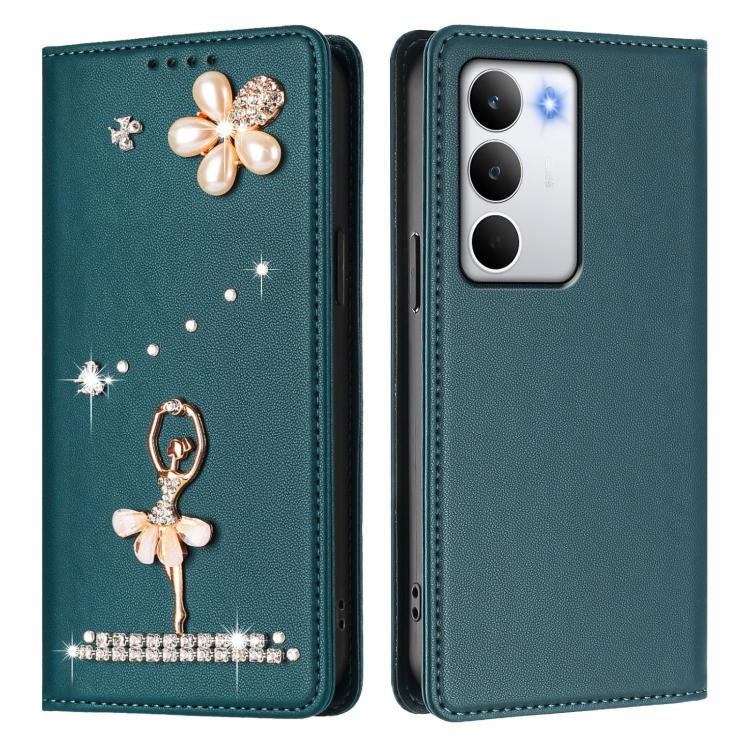For Realme C71 4G Global Ballet Girl Diamond Studded RFID Vegan Leather Phone Case