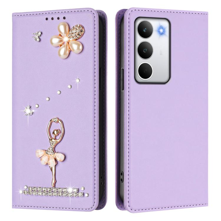 For Realme C71 4G Global Ballet Girl Diamond Studded RFID Vegan Leather Phone Case