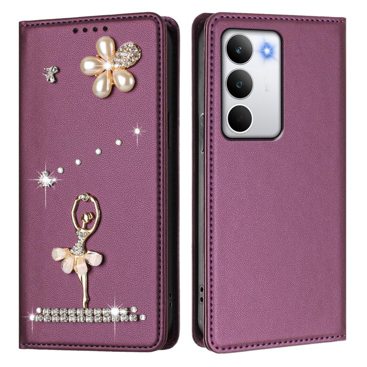 For Realme C71 4G Global Ballet Girl Diamond Studded RFID Vegan Leather Phone Case