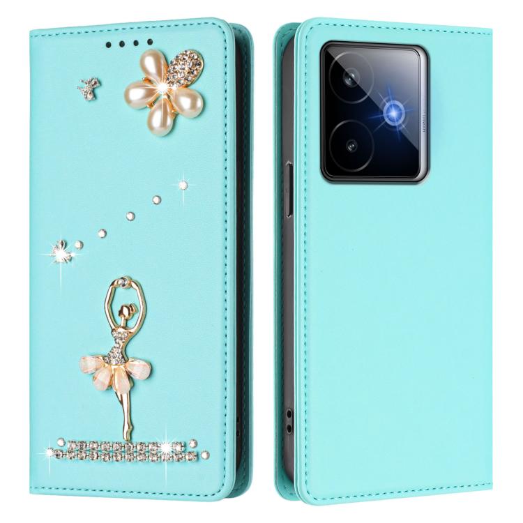 For Realme GT 7 5G Global Ballet Girl Diamond Studded RFID Vegan Leather Phone Case