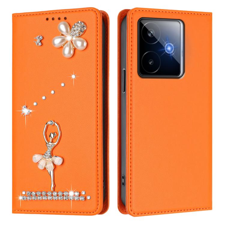 For Realme GT 7 5G Global Ballet Girl Diamond Studded RFID Vegan Leather Phone Case