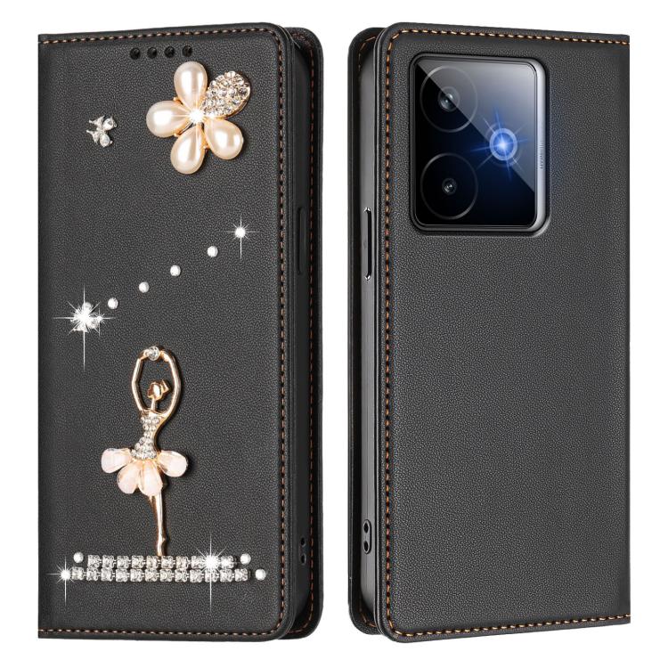 For Realme GT 7 5G Global Ballet Girl Diamond Studded RFID Vegan Leather Phone Case